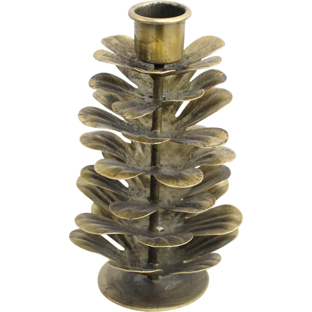 Gold Pine Cone Candle Holder